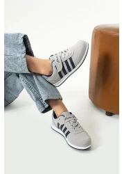 BOUIS Unisex Kids Sneaker - Ice Navy Blue, Lace-Up, Single Velcro, Flexible Lightweight Faux Leather Sports Shoes