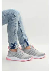 KunduraHane Gray Pink Color Ultra Light Flexible Comfortable Children's Walking and Sports Shoes, Daily Shoes