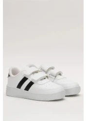 ARS Ayakkabı Casual Boys Girls White Sneakers Velcro Double Stripe Comfortable Lightweight Sneakers