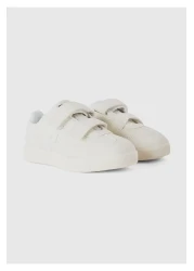United Colors of Benetton Boy's Sneakers - Cream Color, Logo Detailed, Velcro