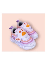 Cicimo حذاء رياضي بيبي بيبي أبيض اللون ونعل مضيء وخفيف الوزن لتقويم العظام وشريط فيلكرو