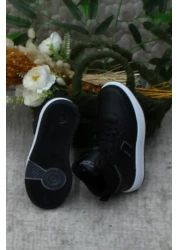 fort حذاء Adel للأطفال ذو الرقبة العالية باللون الأسود - نعل غير قابل للانزلاق ومريح