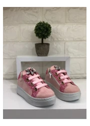 CihanShoes Children's Powder Glitter Lace-Up Shoes
