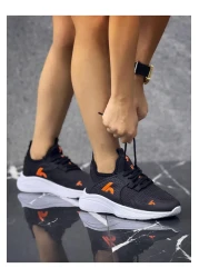 homiro حذاء رياضي للأطفال برباط للجنسين-أسود-برتقالي