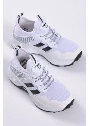 Tonny Black حذاء رياضي برباط من القماش مريح ومسامي للجنسين باللونين الأبيض والأسود