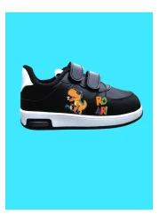 LİASSHOES Black Dino Printed Children's Sneakers - Size 31-35 Range Is Not Lighted