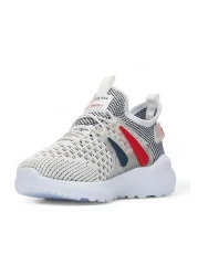 BOUIS حذاء رياضي للأطفال باللون الأبيض الداكن - حذاء رياضي مرن وخفيف الوزن