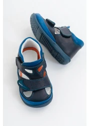 mnpc حذاء للأولاد من الجلد باللون الأزرق الداكن يدعم العظام ويدعم الخطوة الأولى