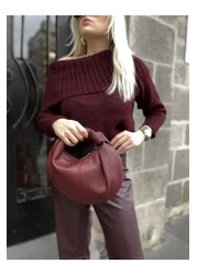 NİSSEA Women's Burgundy Mini Knotted Handbag