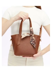 torime Women's Soft Leather Hand and Shoulder Bag with Scarf