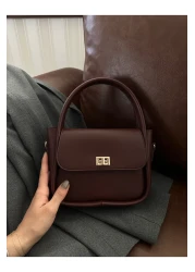 NOTHING Women's Gold Lock Detailed Adjustable Strap Claret Red Shoulder and Crossbody Bag Mona