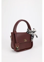 NOTHING Women's Hand Balona - Claret Red Charm Detailed Scarf Hanging Bag