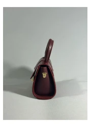 RumyaCollection Women's Mini Cross Strap Buckle Closure Hand and Shoulder Bag Burgundy