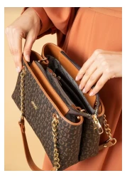 Just Polo Justpolo Women's Brown Chain Shoulder Bag - Adjustable Long Strap Tm2181