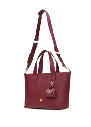 U.S. Polo Assn. حقيبة كتف نسائية باللون الأحمر الداكن Us25598