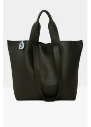 Bagmori Black Women's Double Strap Textured Large Tote Bag M000008166