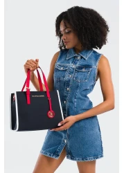 U.S. Polo Assn. حقيبة كتف نسائية باللون الأزرق الداكن والأحمر Us25252
