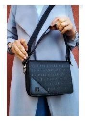 Just Polo Women's Embossed Just & Polo Patterned Zipper Closure Shoulder and Hand Bag