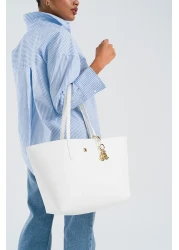 U.S. Polo Assn. حقيبة كتف نسائية بيضاء Us25197