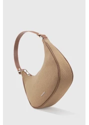 Housebags Women's Brown Canvas Half Moon Handbag 242