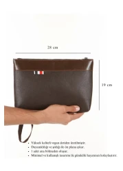 CERFF LEATHER CLUP Vegan Leather Clutch Bag brown Wrist Strap Bag portfolio