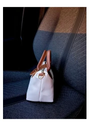 Home White Faux Leather Women's Bag - Handle, Medium Size, Hand and Shoulder Carrying