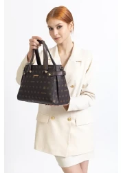 Armine 172 حقيبة يد نسائية مطبوعة، حقيبة كتف بنية مطبوعة