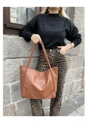 NİSSEA Women's Tan Shopper Large Handle Bag