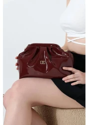 Moda Lime Women's Patent Leather Cross Strap Modern Hand and Shoulder Bag