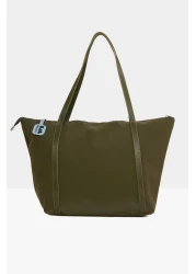 Bagmori Khaki Women's Colorful Tassel Detailed Satin Tote Bag M000008174