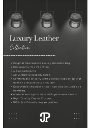 Just Polo حقيبة كتف نسائية أصلية فاخرة من الجلد الناعم مكونة من 4 أقسام وحزام عمودي متقاطع قابل للتعديل