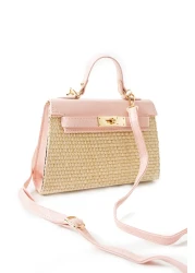 Night حقيبة يد وكتف نسائية من Vienn Model Wicker Dusty Pink