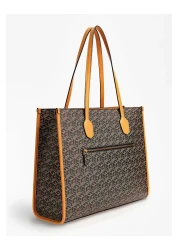 Guess Women's Brand Logo Leather Zipper Closure Compartment Orange Shoulder Bag SC8665230-BKG