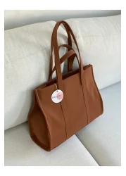 BAGLOVİS Tan Women's Shoulder Bag with Zip Closure Side Magnetic Slimming