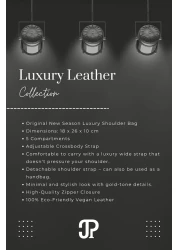 Just Polo حقيبة كتف نسائية أصلية للموسم الجديد مكونة من 5 أقسام من الجلد الناعم الفاخر وحزام كتف متقاطع قابل للتعديل