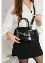 Mojeva Monica Black Double Handle Women's Hand, Crossbody and Shoulder Bag with Special Lock System