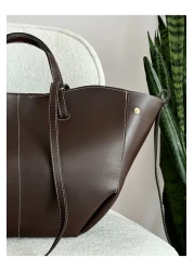 nura حقيبة يد وكتف بولين نسائية باللون البني