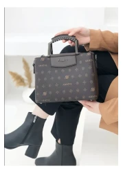 Armine Large Size Chain Hand and Shoulder Bag 223 Mink Printed