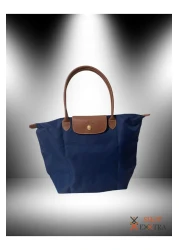 shopExxtra حقيبة كتف قابلة للطي - حقيبة تسوق باللون الأزرق الداكن مقاس رقم: 4 (الحجم: (50 × 42) 40 × 55 سم)