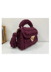 CHQEL Women's Peanut Model Handmade Crochet Combed Cotton Thread Bag & Hand, Shoulder and Crossbody Luxury Bag