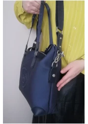 Just Polo Women's Navy Blue Hand and Shoulder Bag Large Size-6011