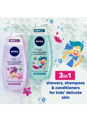 NIVEA Kids 2-In-1 Shower And Shampoo Sparkle Berry Scent Purple 250ml