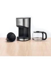 Kenwood Coffee Machine Up To 12 Cup Coffee Maker for Drip Coffee and Americano 900W 40 Min Auto Shut Off, Reusable Filter, Anti Drip Feature, Warming Plate and Easy to Clean CMM10.000BM Black/Silver