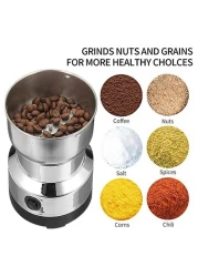 مطحنة حبوب القهوة الكهربائية من الفولاذ المقاوم للصدأ مع 4 شفرات، مطحنة منزلية متعددة الوظائف للقهوة والفلفل والمكسرات والملح والتوابل والذرة - مطحنة كهربائية عالية السرعة