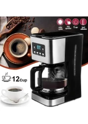 950W Electric Coffee Machine, 12-Cup Drip Coffee Maker with Glass Carafe &ndash; 220V Automatic Keep-Warm Function, Programmable Coffee Brewer for Home and Office