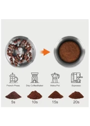 مطحنة قهوة جنرالتيك 200 واط مع وعاء مطحنة قابل للإزالة 75 جرام وشفرة متينة من الفولاذ المقاوم للصدأ