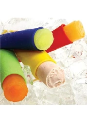 Silicone Ice Cream Maker with Attached Lids, Freezer Tube, Frozen Ice Lolly Forms Reusable Dishwasher Safe Easy Clean No Mess, for Your Kids, Multi Color Set of 4
