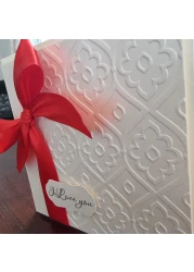 Embossed Valentines / Anniversary card with Red satin ribbon