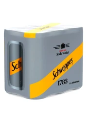 Schweppes Soda Water Carbonated Drink Can 250ml Pack of 6