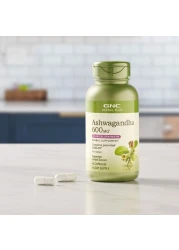 GNC Herbal Plus Ashwagandha 600mg, 60 Capsules, Supports a Healthy Response to Stress